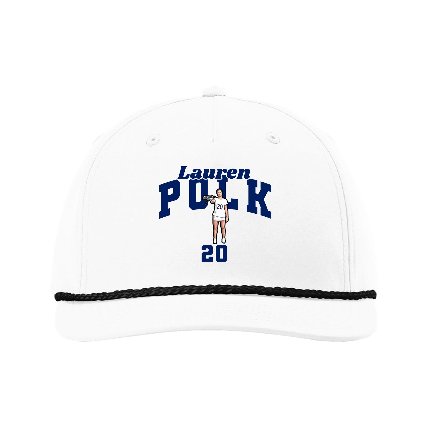 Five-Panel Classic Rope Cap — Signature Arch in White