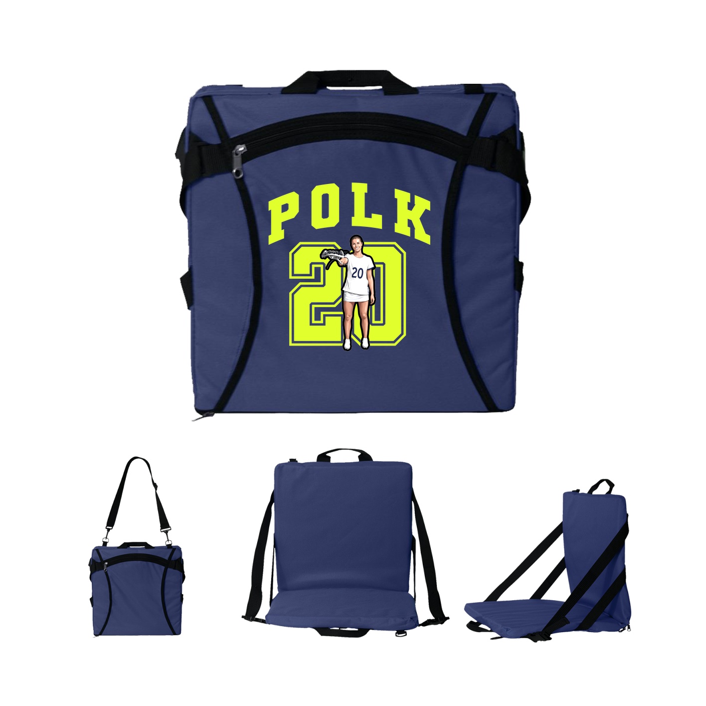 Folding Stadium Seat — Number in Navy