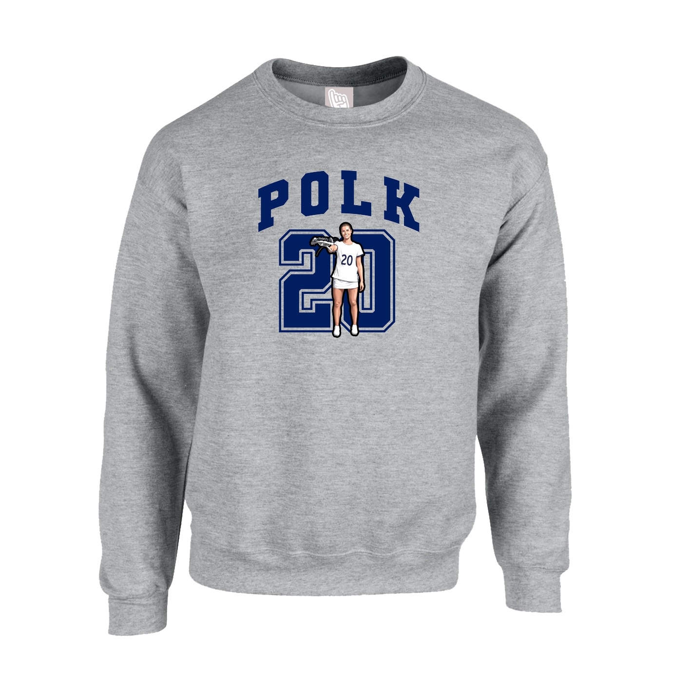 Fleece Crew — Number in Grey