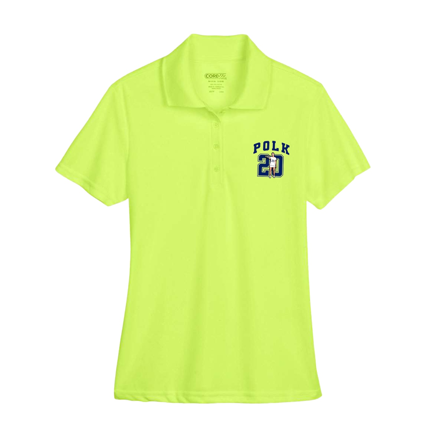 Womens Performance Polo — Number in Yellow