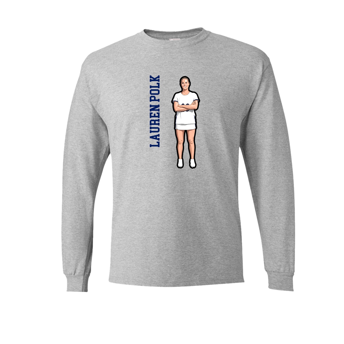 Long Sleeve Tee — Name Vertical in Grey