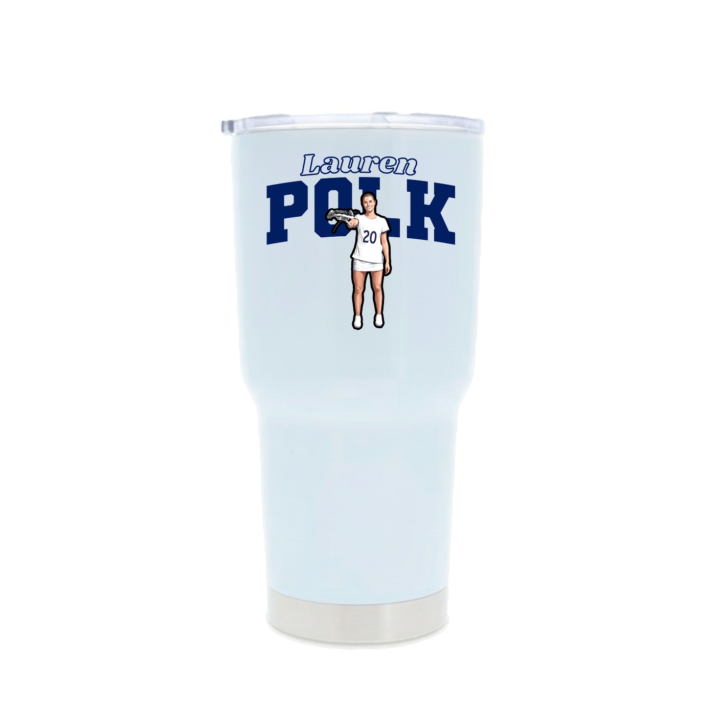 30oz Stainless Steel Tumbler — Name Arch in White
