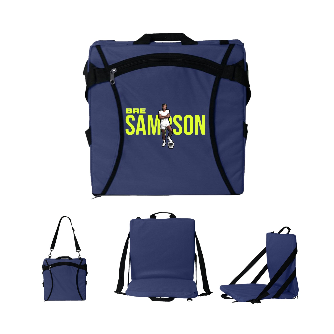 Folding Stadium Seat — Player Name in Navy