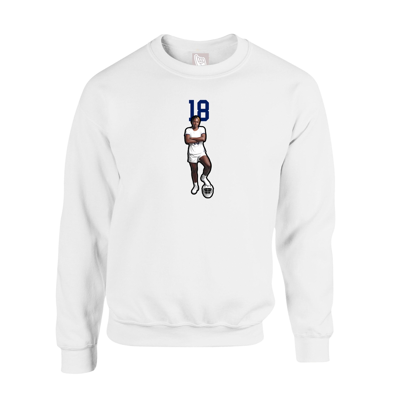 Fleece Crew — Number Top in White