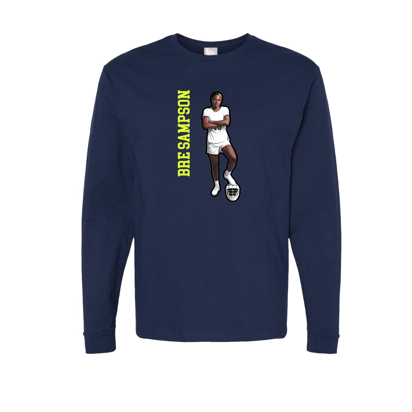 Long Sleeve Tee — Name Vertical in Navy
