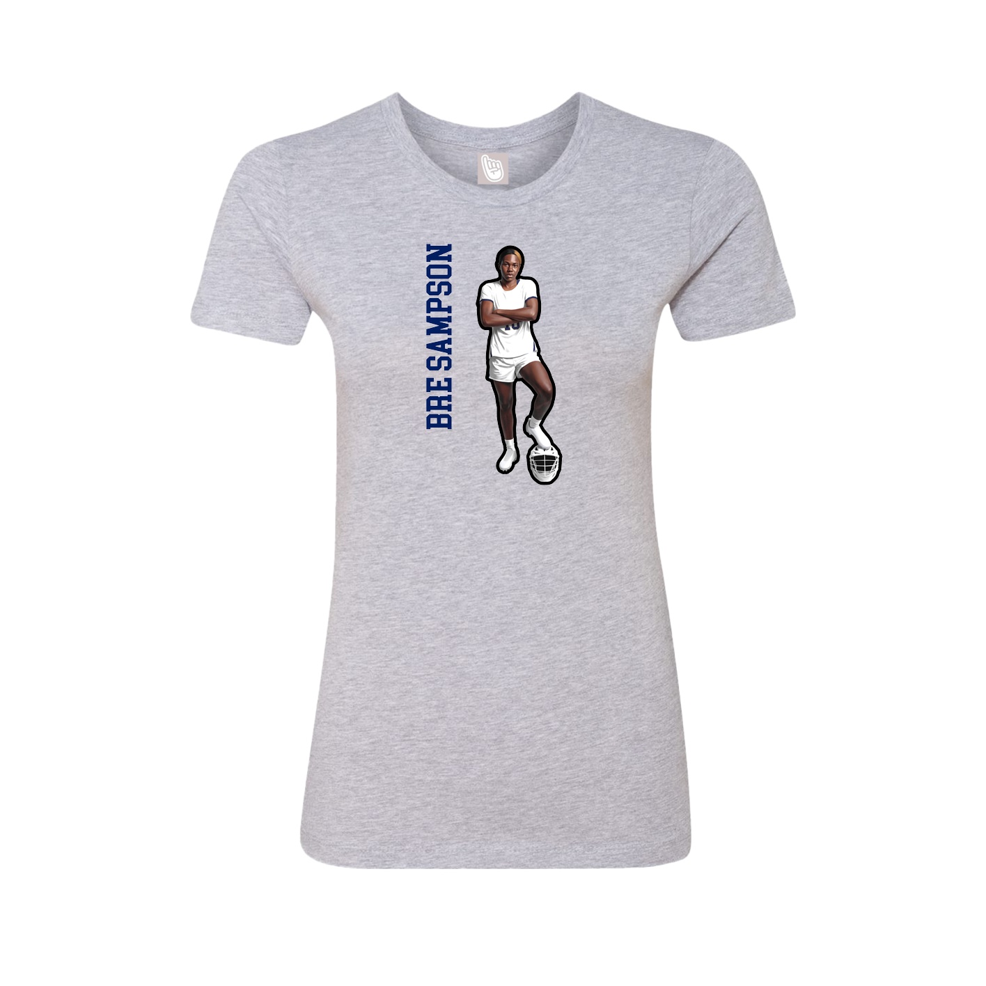 Fitted Women's Tee — Name Vertical in Grey