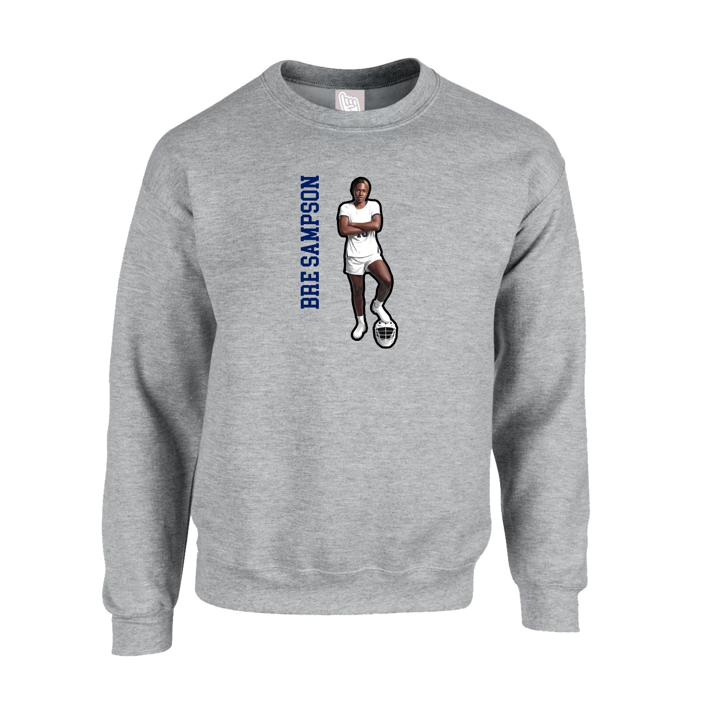 Fleece Crew — Name Vertical in Grey