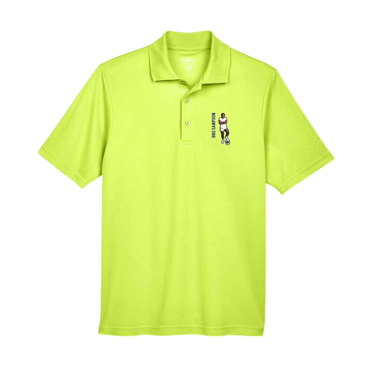 Performance Polo — Name Vertical in Yellow