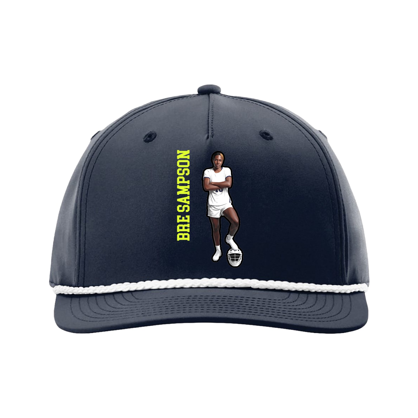 Five-Panel Classic Rope Cap — Name Vertical in Navy