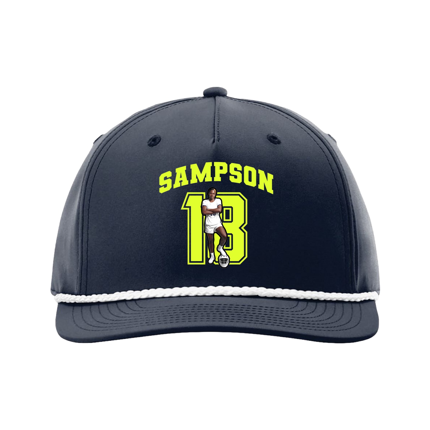 Five-Panel Classic Rope Cap — Number in Navy