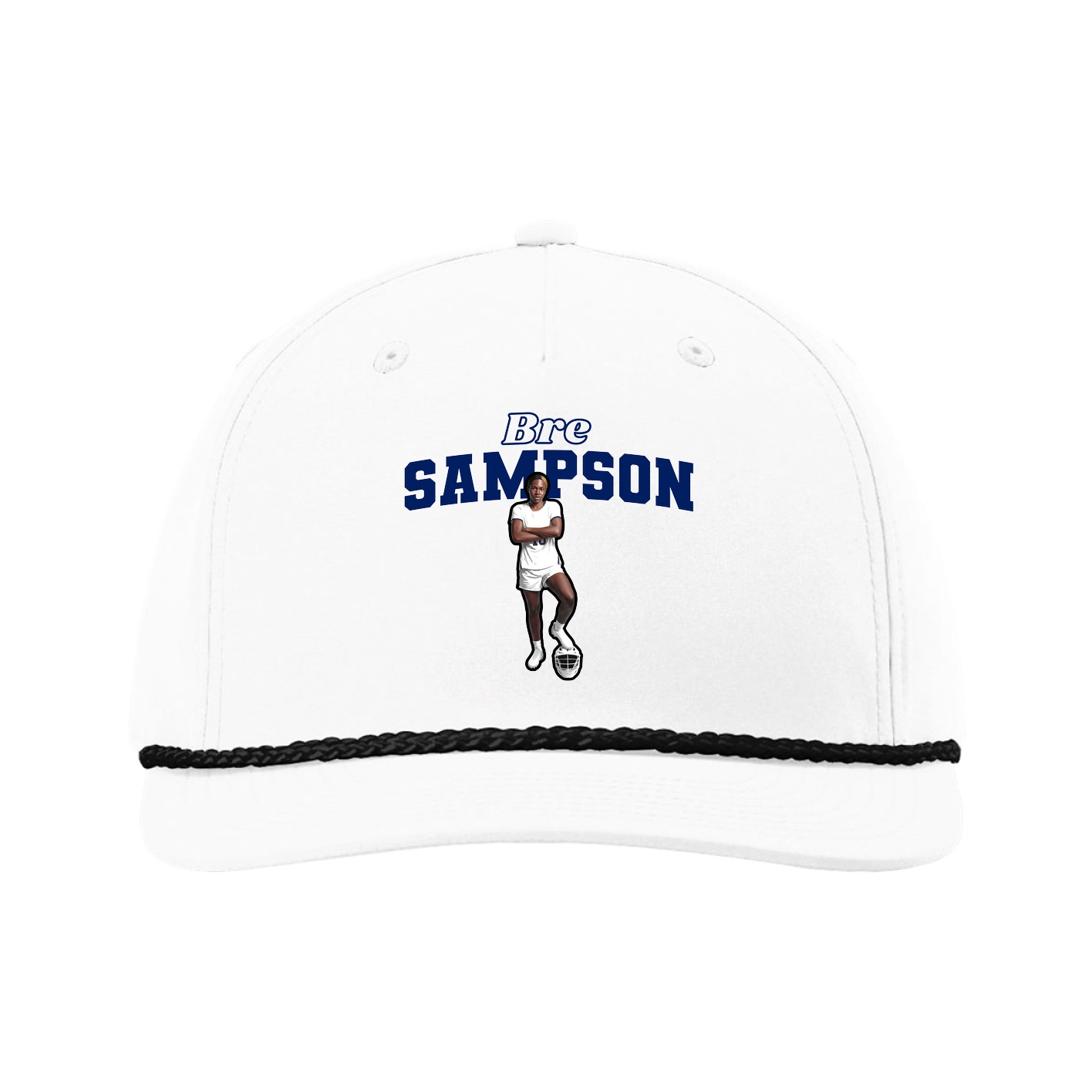 Five-Panel Classic Rope Cap — Name Arch in White