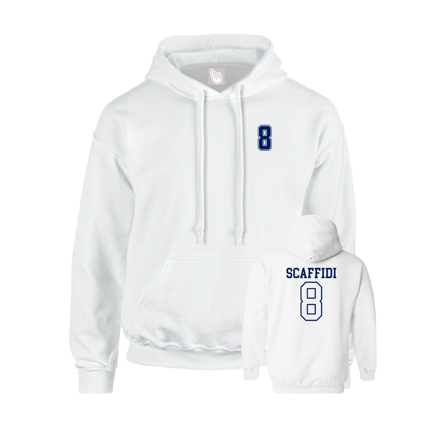 Youth Hoodie — Chest Back in White
