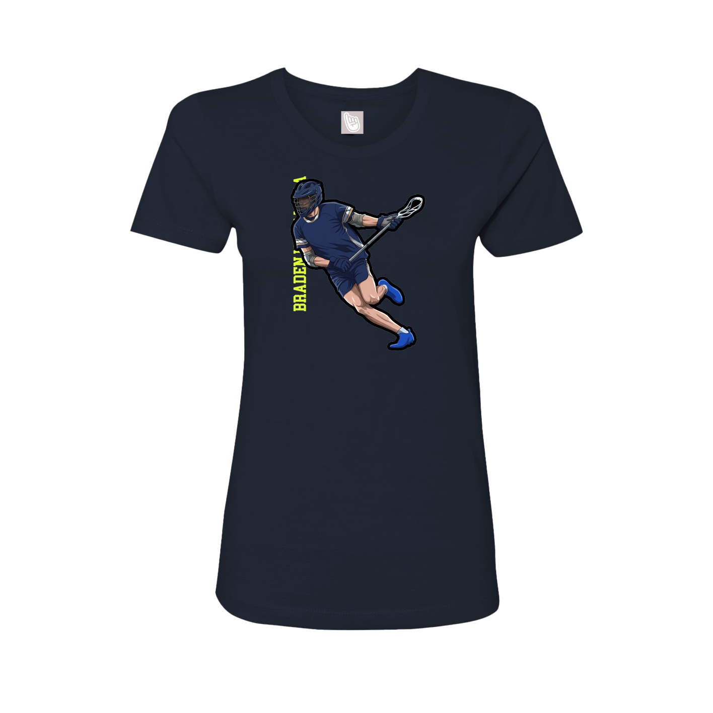 Fitted Women's Tee — Name Vertical in Navy