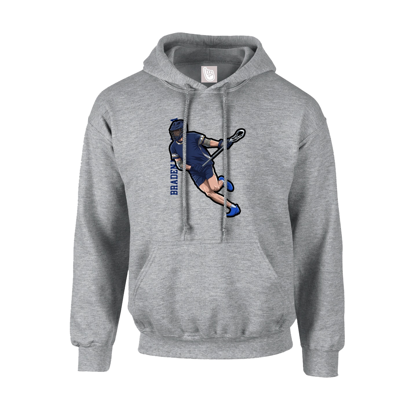 Hoodie — Name Vertical in Grey