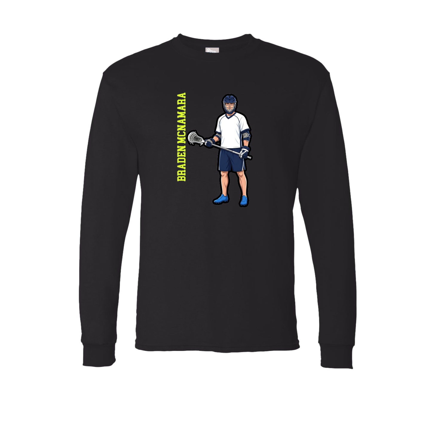 Long Sleeve Tee — Name Vertical in Black