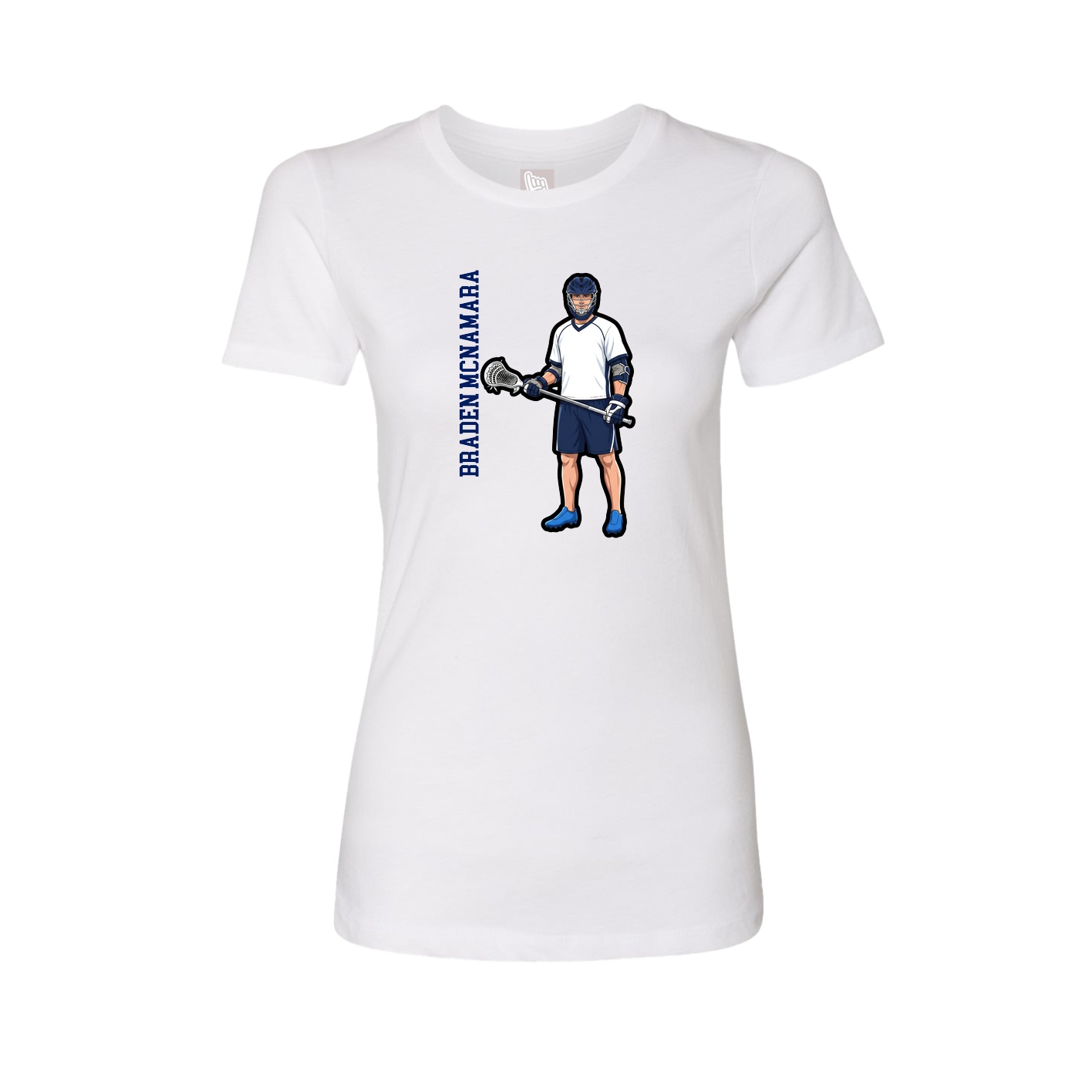 Fitted Women's Tee — Name Vertical in White