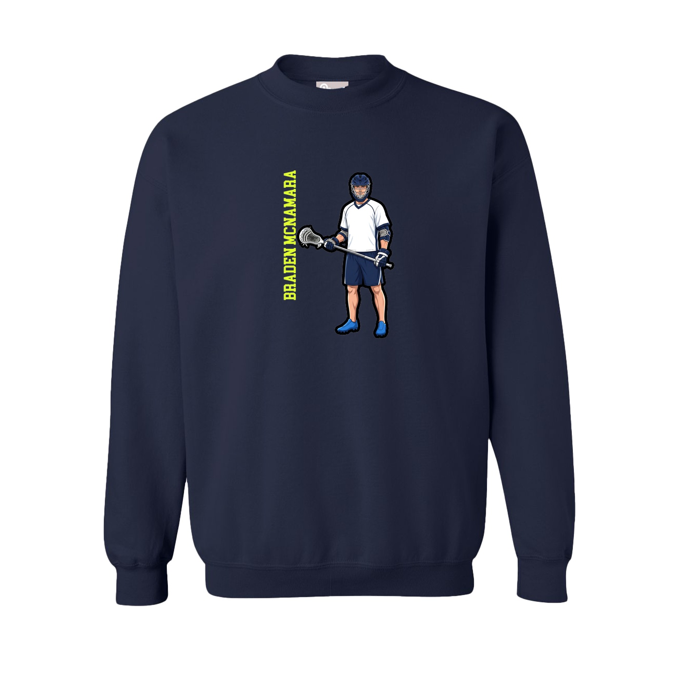 Fleece Crew — Name Vertical in Navy