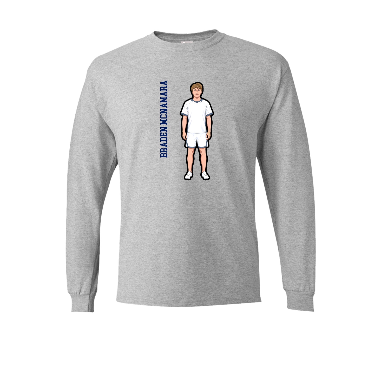 Long Sleeve Tee — Name Vertical in Grey