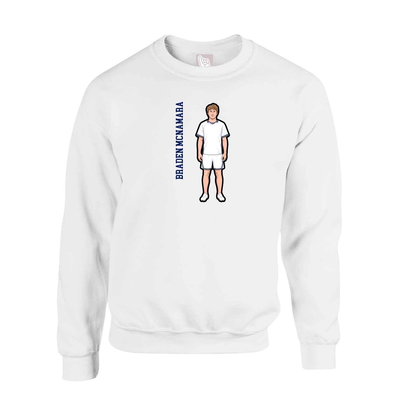 Fleece Crew — Name Vertical in White