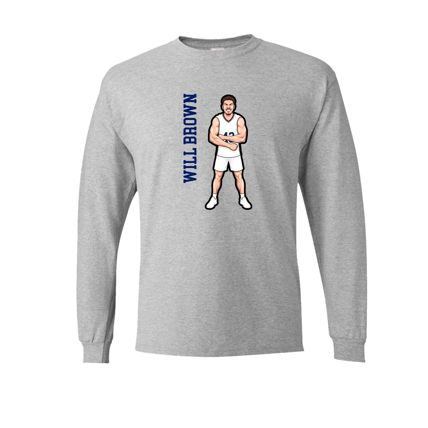 Long Sleeve Tee — Name Vertical in Grey