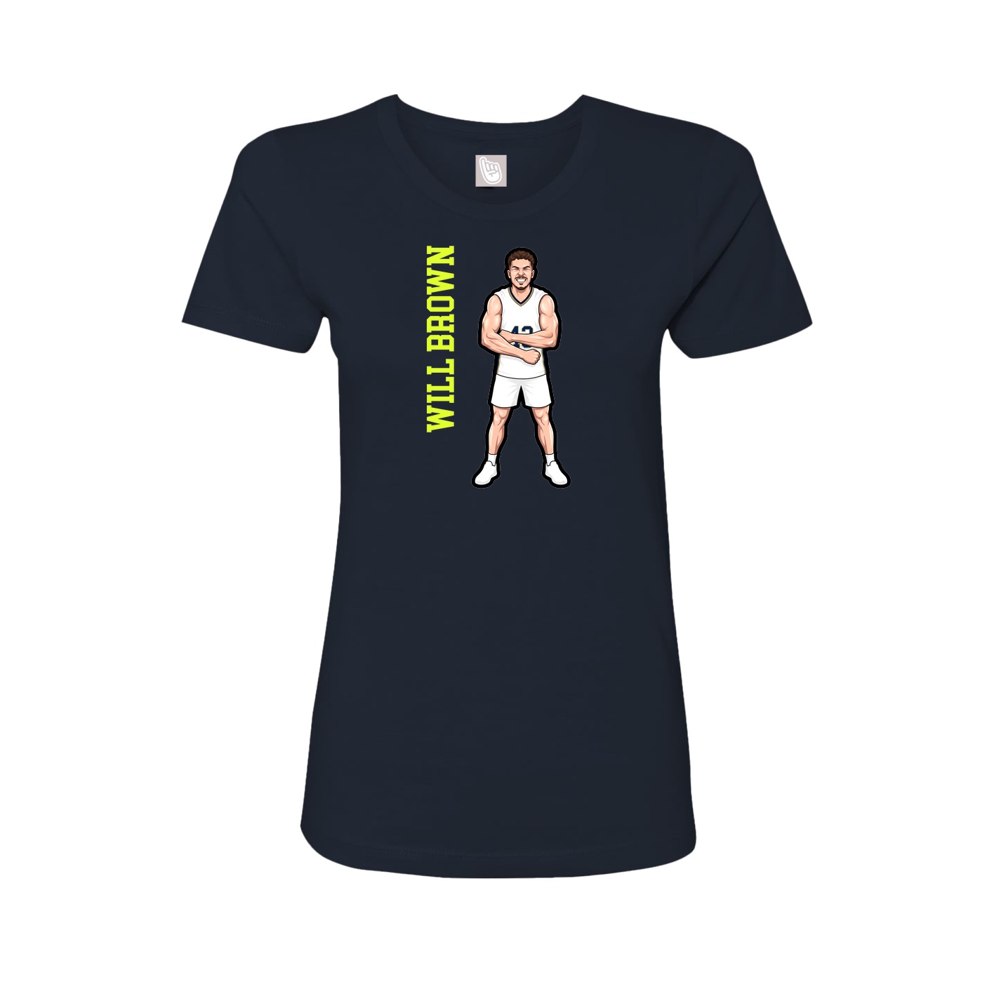Fitted Women's Tee — Name Vertical in Navy