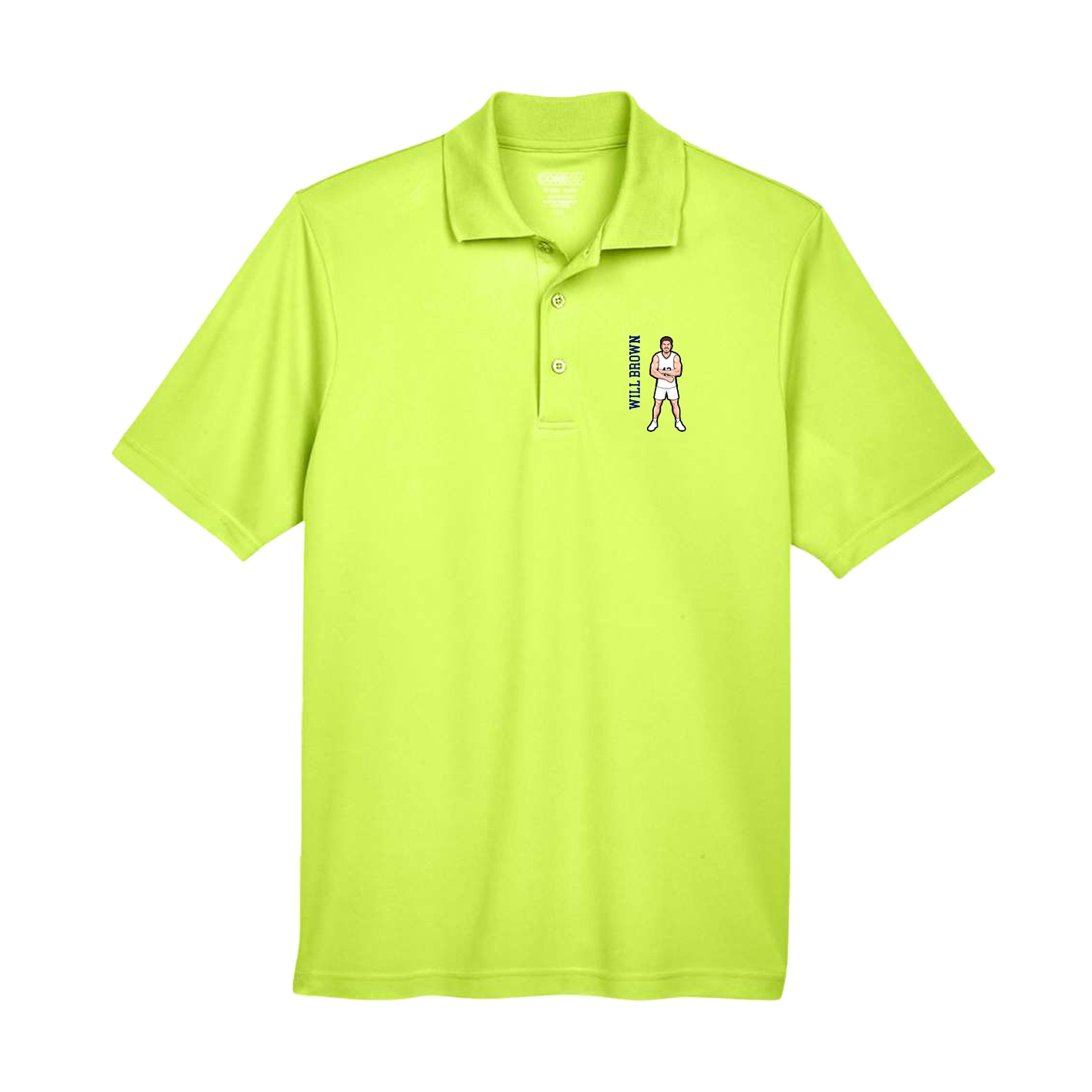 Performance Polo — Name Vertical in Yellow
