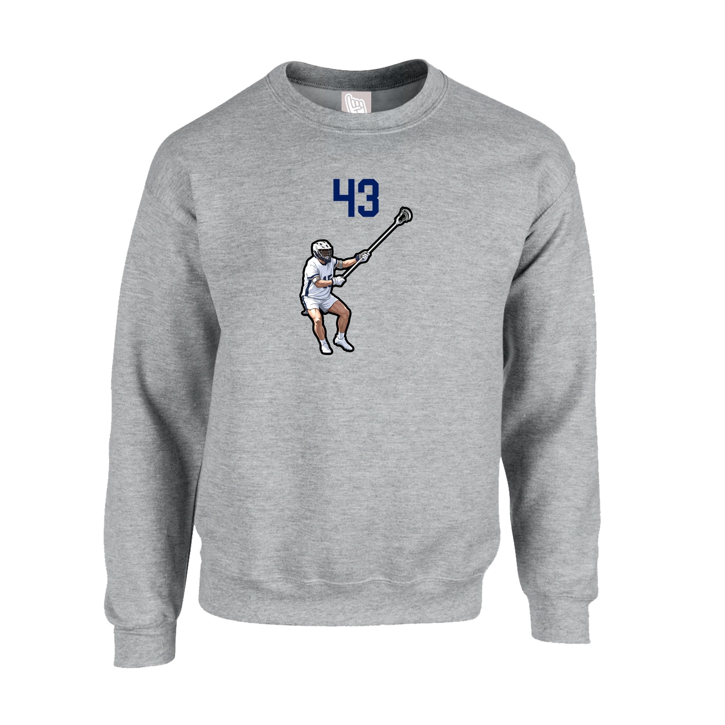 Fleece Crew — Number Top in Grey