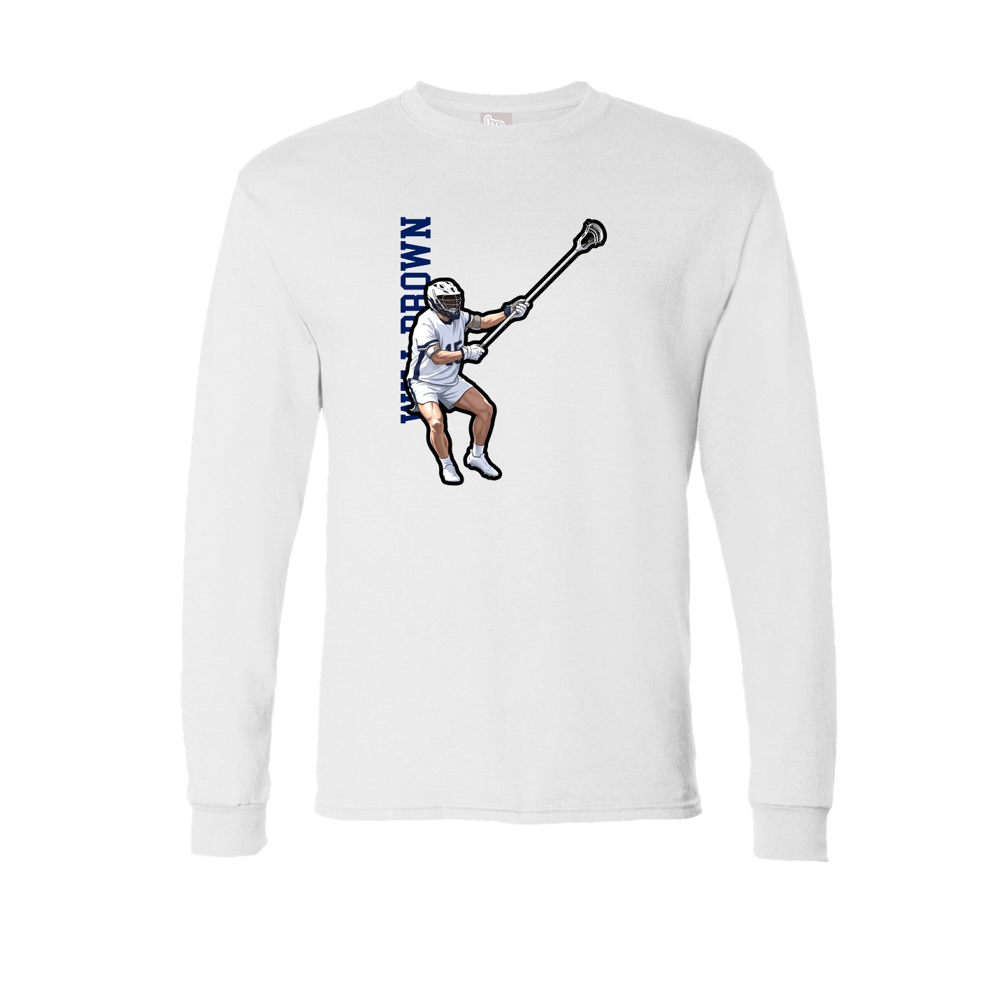 Long Sleeve Tee — Name Vertical in White