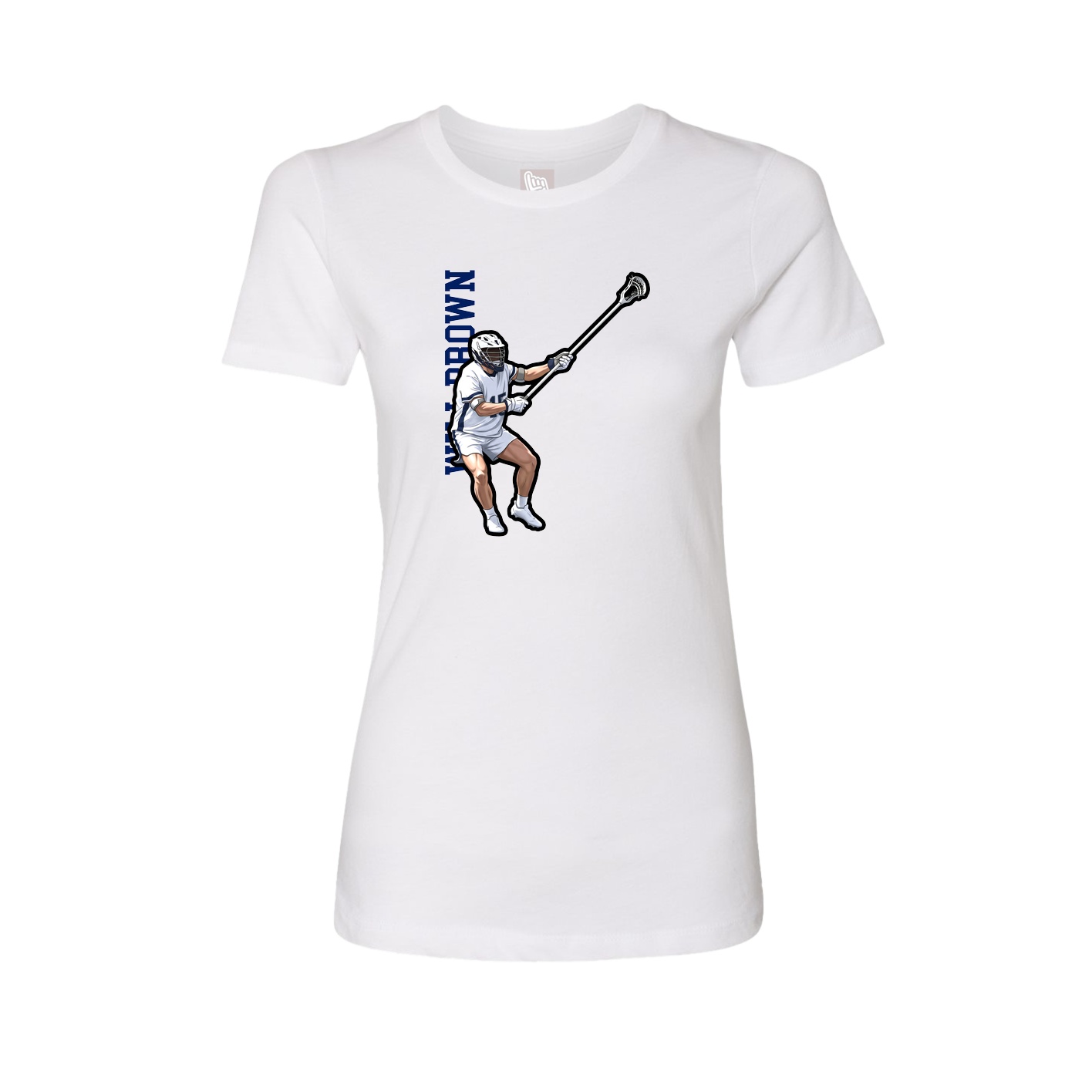 Fitted Women's Tee — Name Vertical in White
