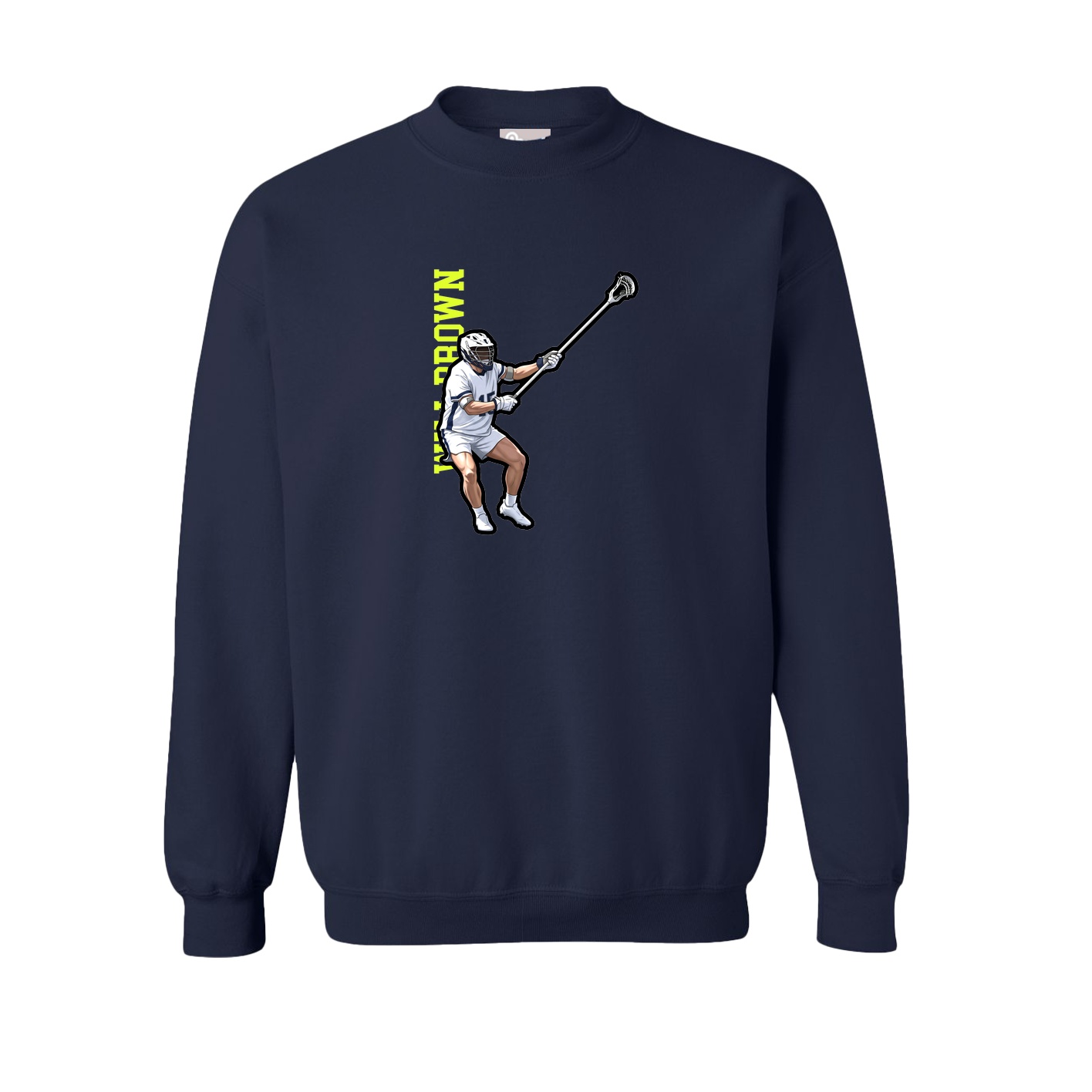 Fleece Crew — Name Vertical in Navy