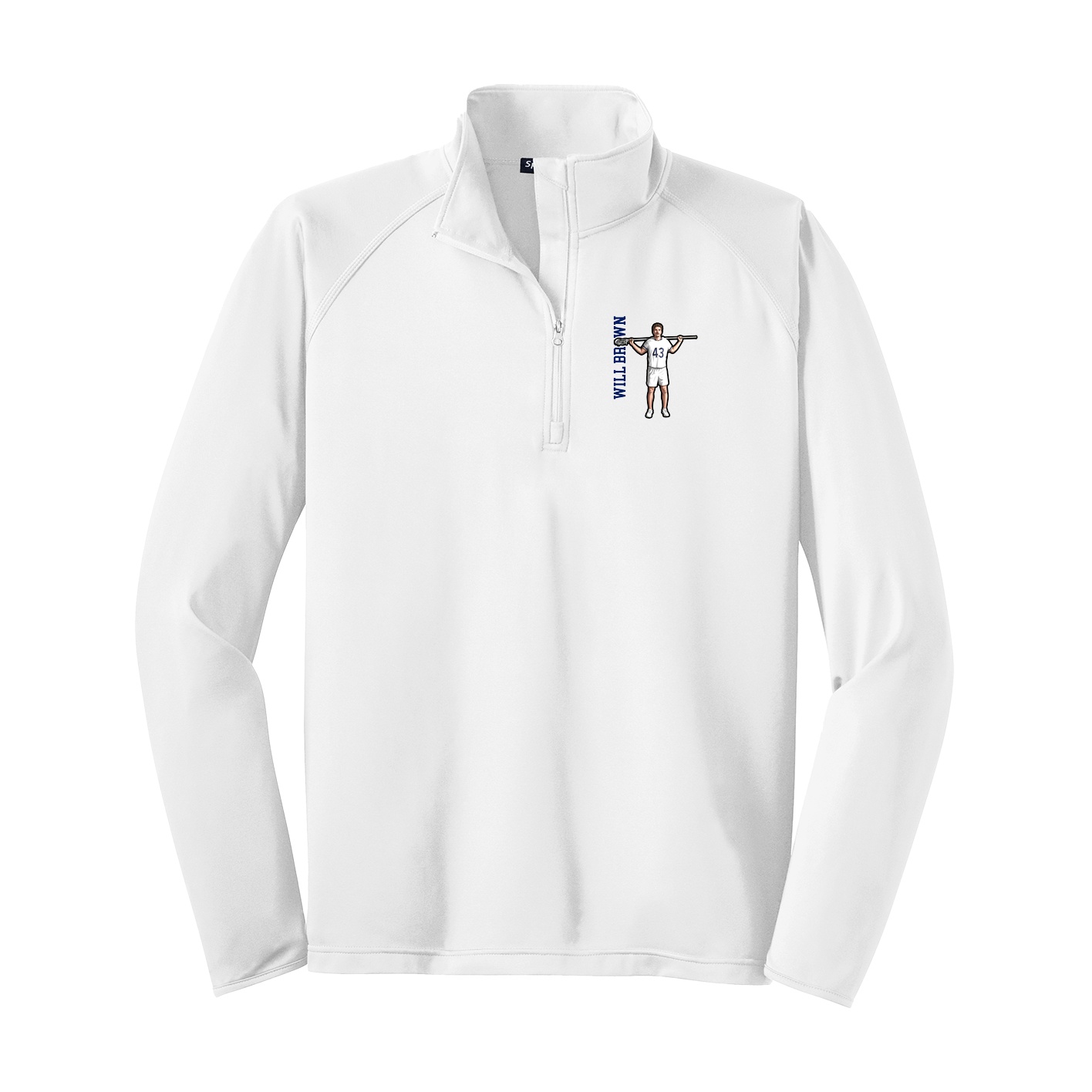 Q-Zip Pullover — Name Vertical in White