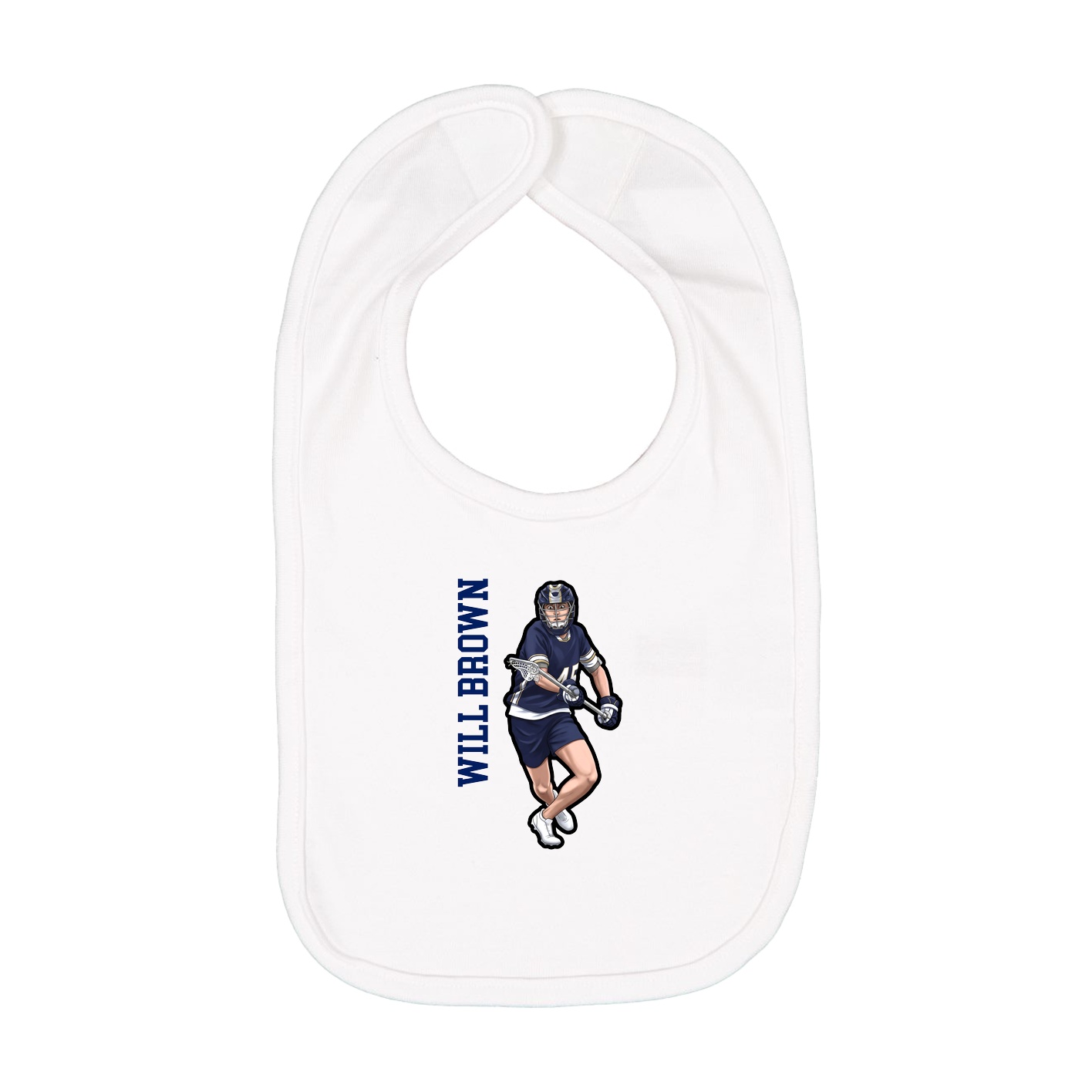 Infant Bib — Name Vertical in White