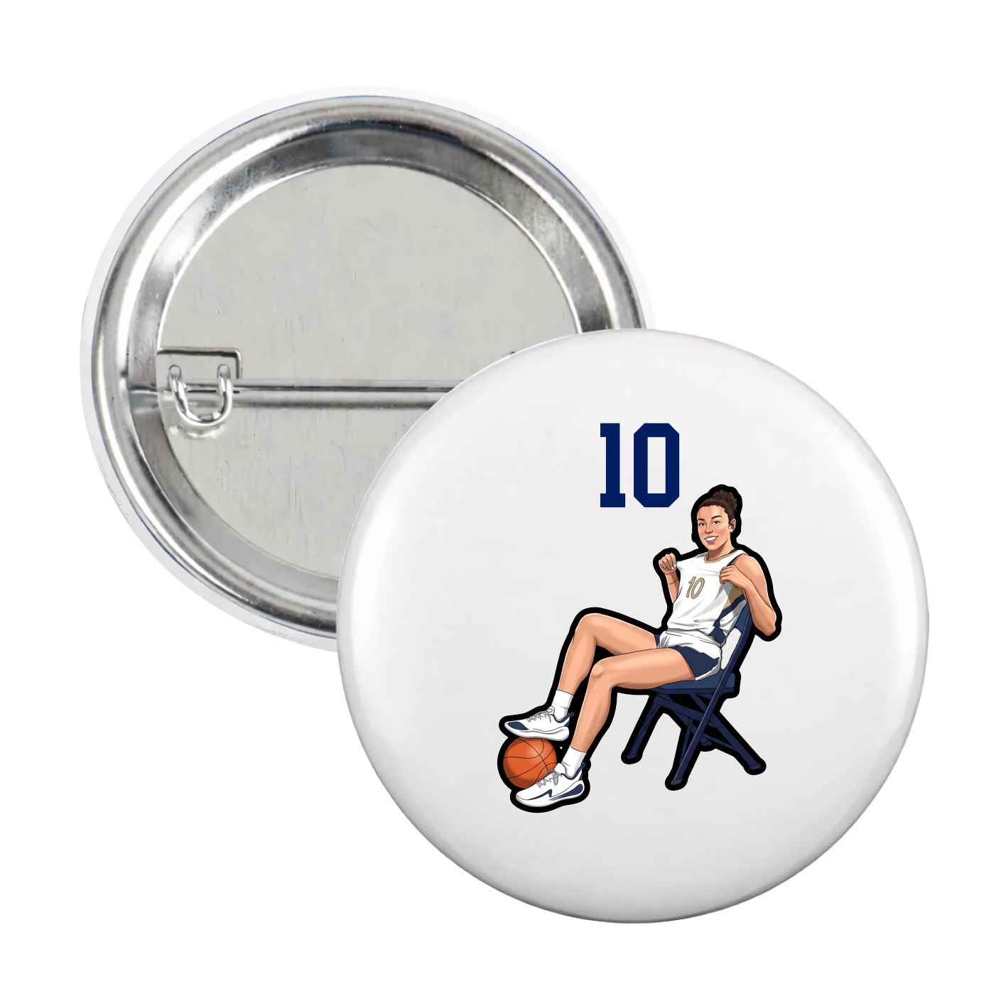 Game Day Button — Number Top in White