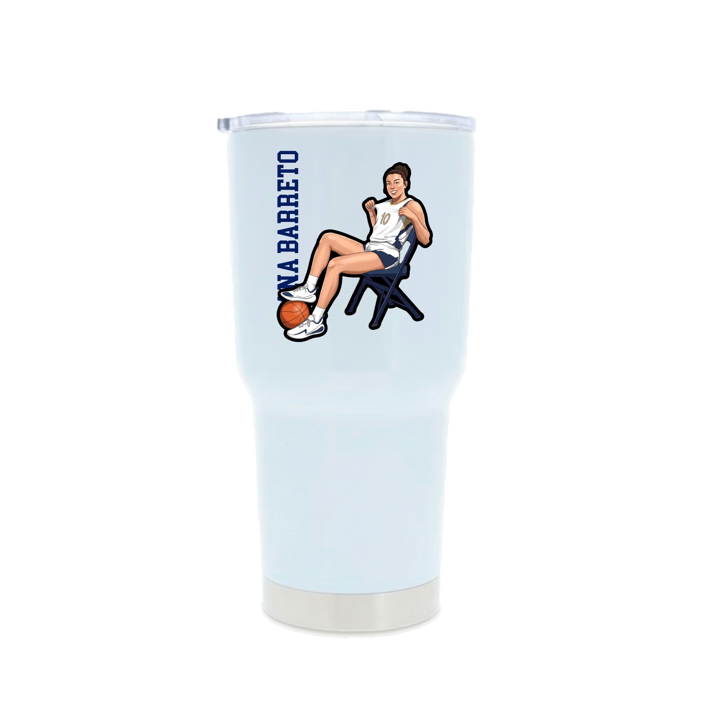 30oz Stainless Steel Tumbler — Name Vertical in White