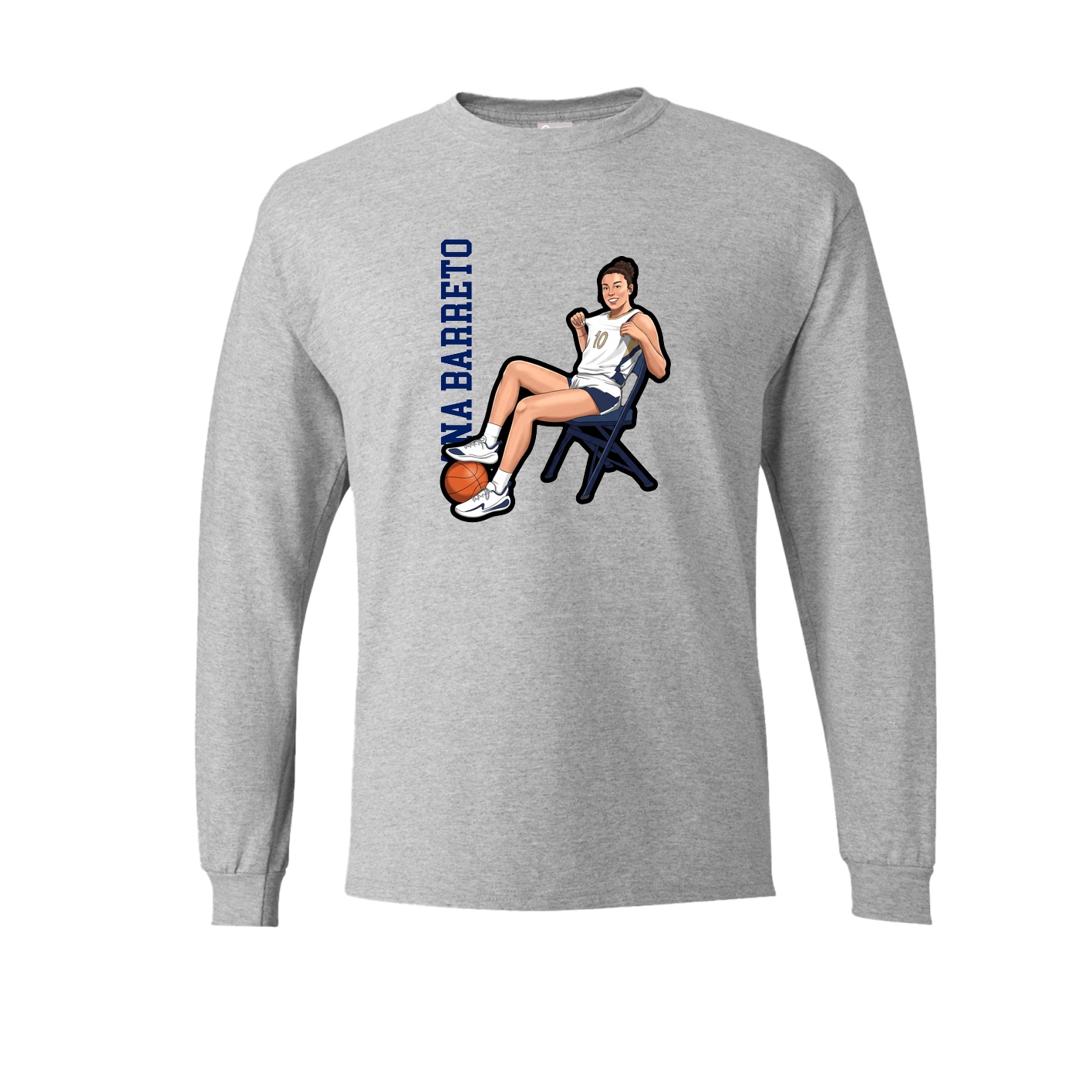 Long Sleeve Tee — Name Vertical in Grey