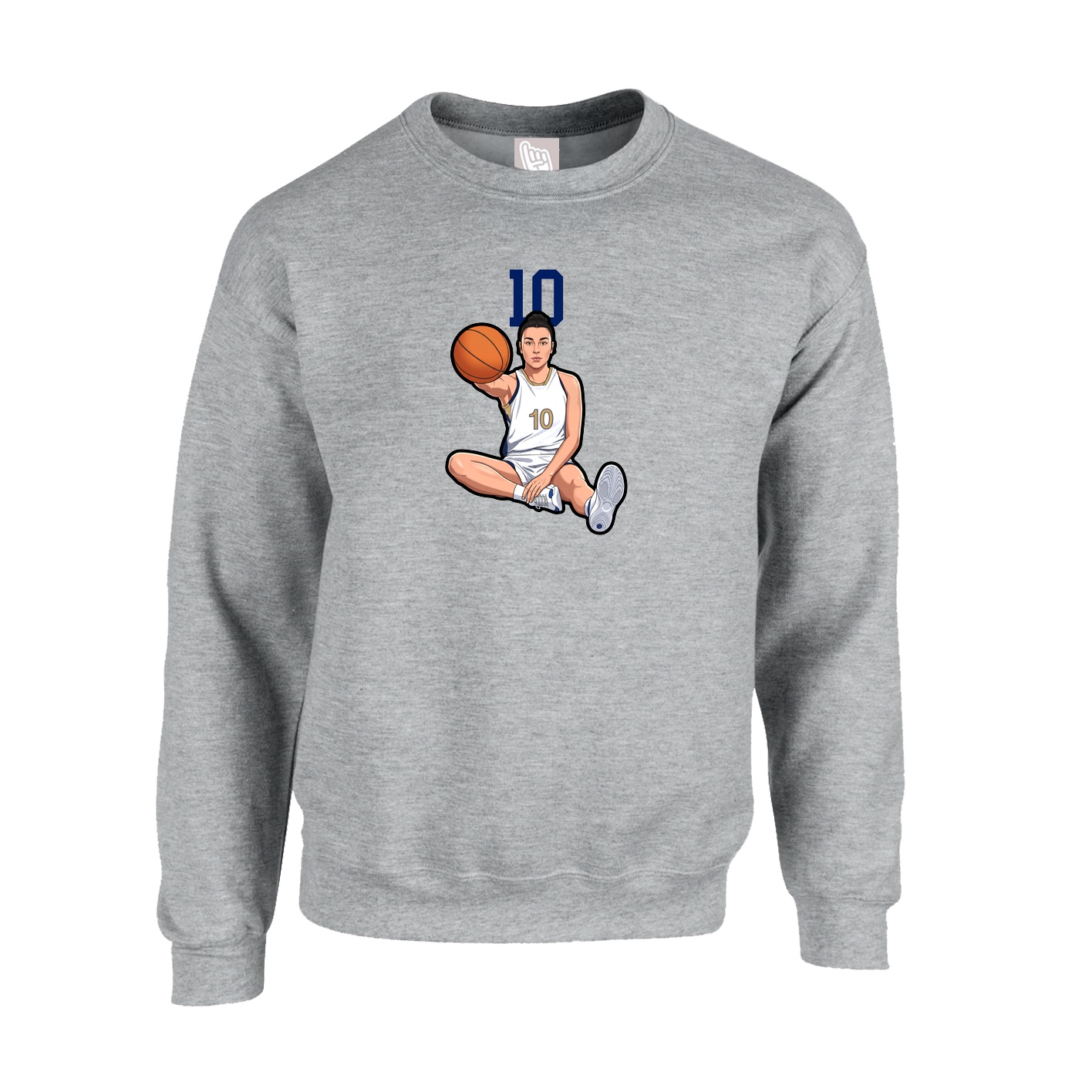Fleece Crew — Number Top in Grey