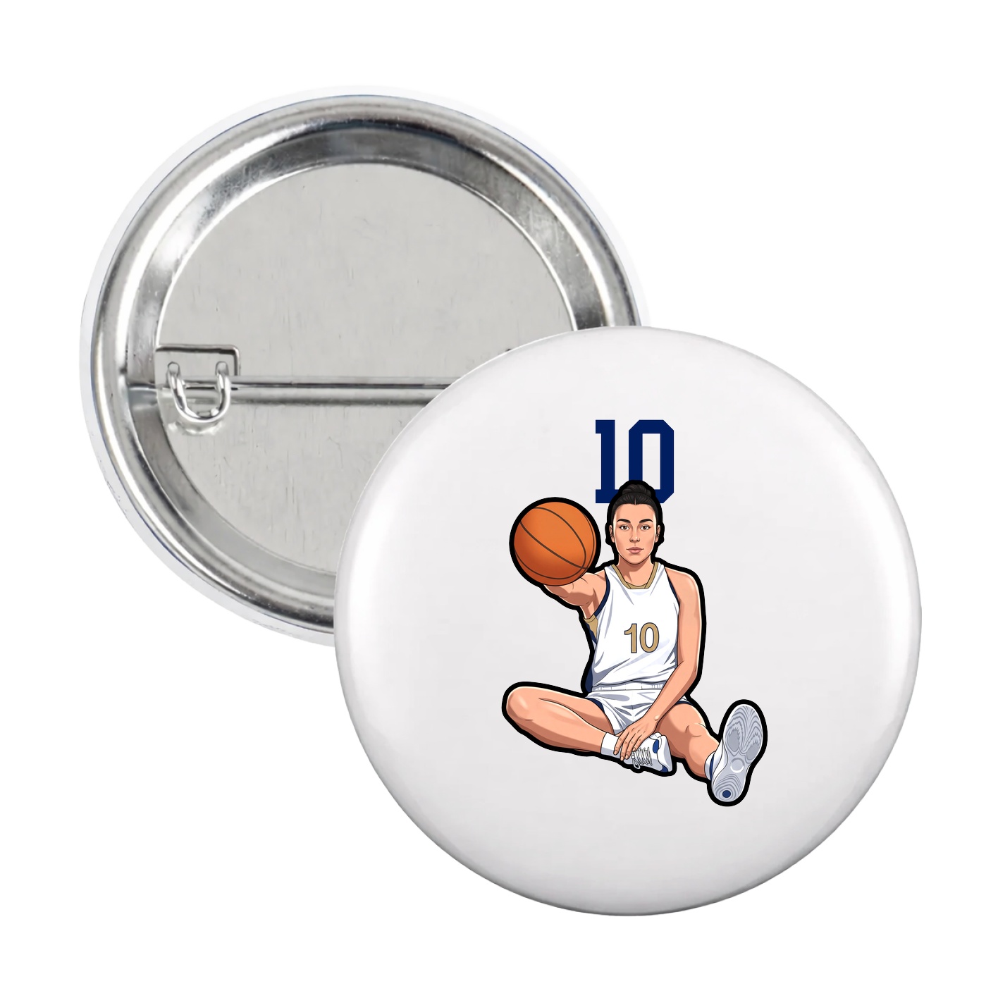 Game Day Button — Number Top in White