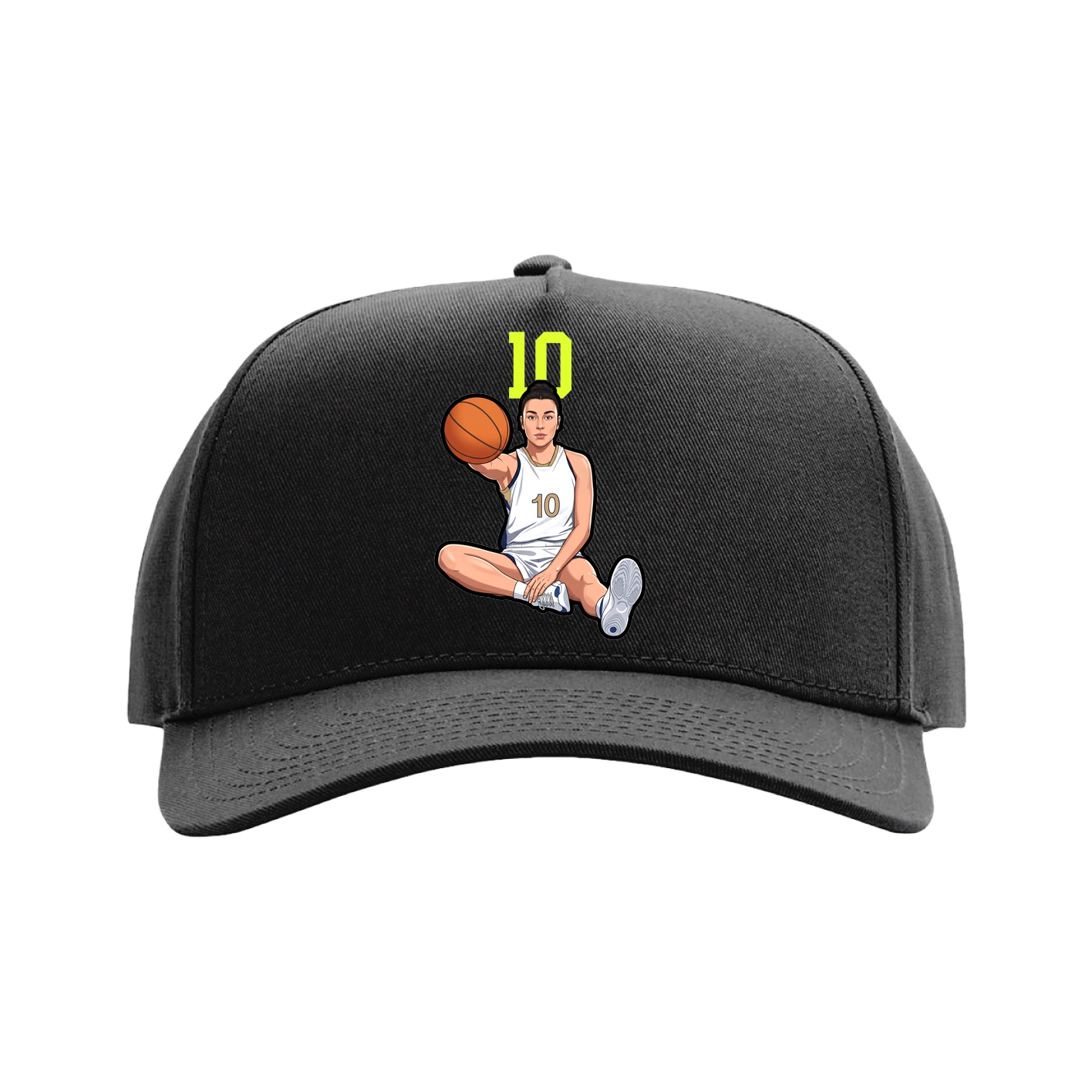 Full Fabric Five-Panel Champ Cap — Number Top in Black