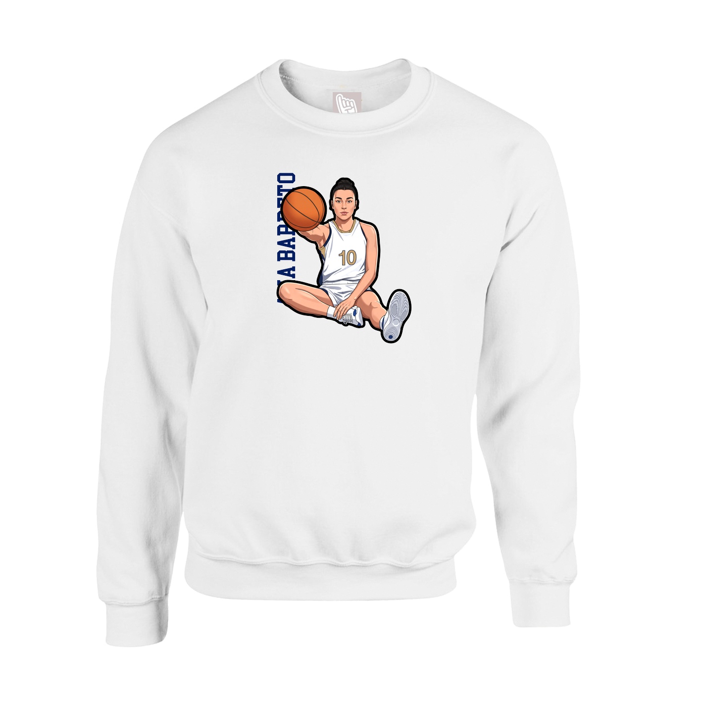 Fleece Crew — Name Vertical in White