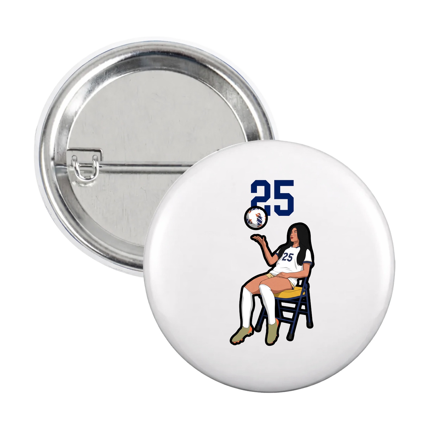 Game Day Button — Number Top in White