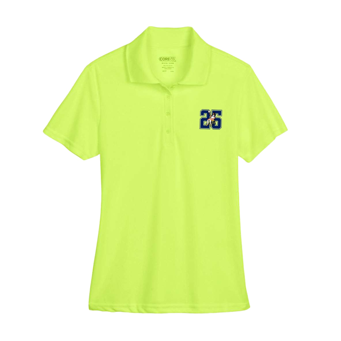 Womens Performance Polo — Number in Yellow