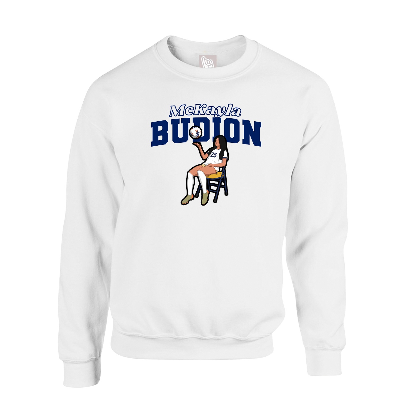 Fleece Crew — Name Arch in White