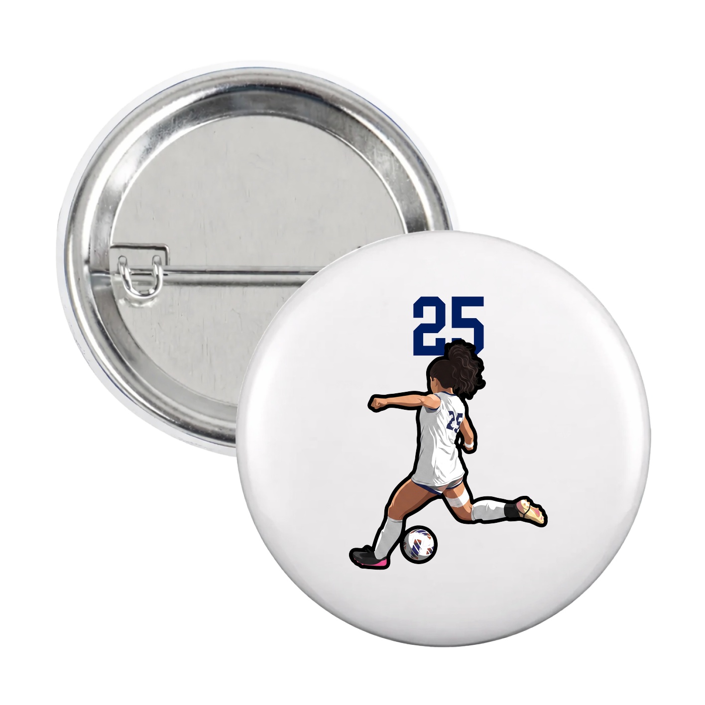 Game Day Button — Number Top in White