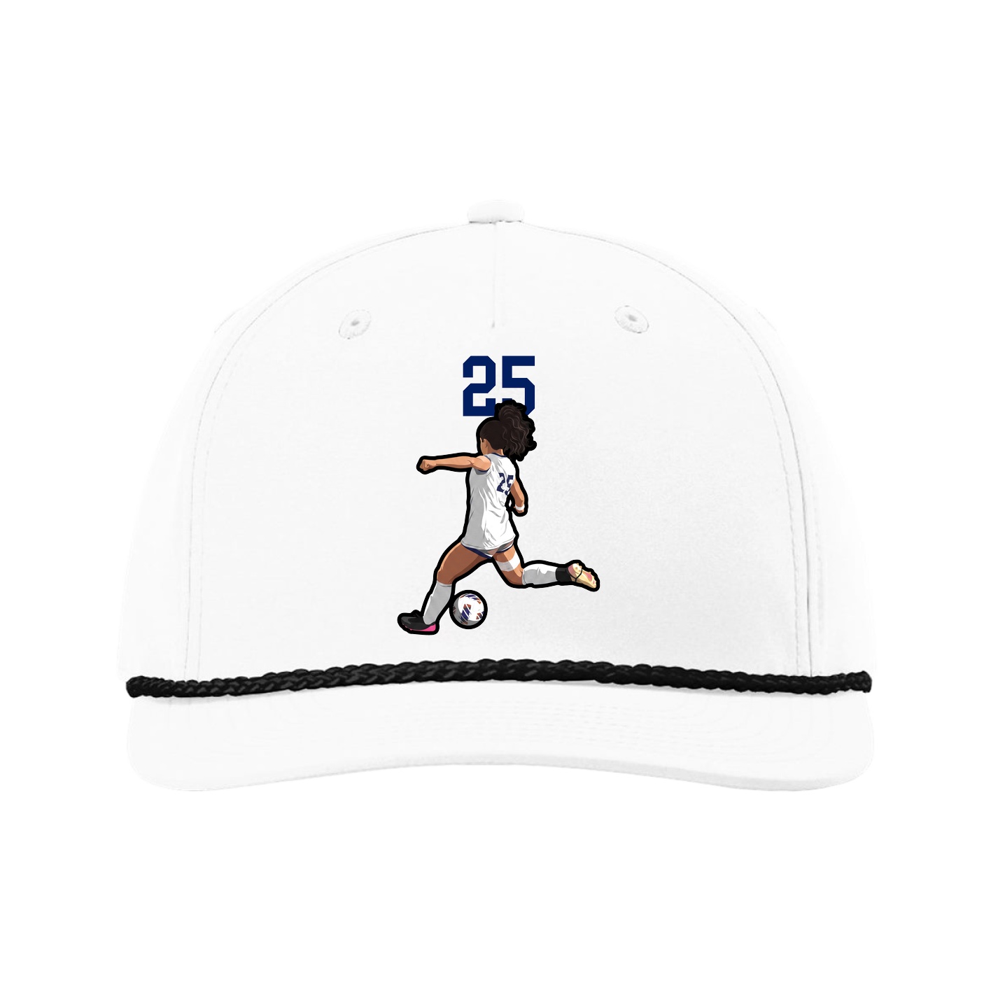 Five-Panel Classic Rope Cap — Number Top in White