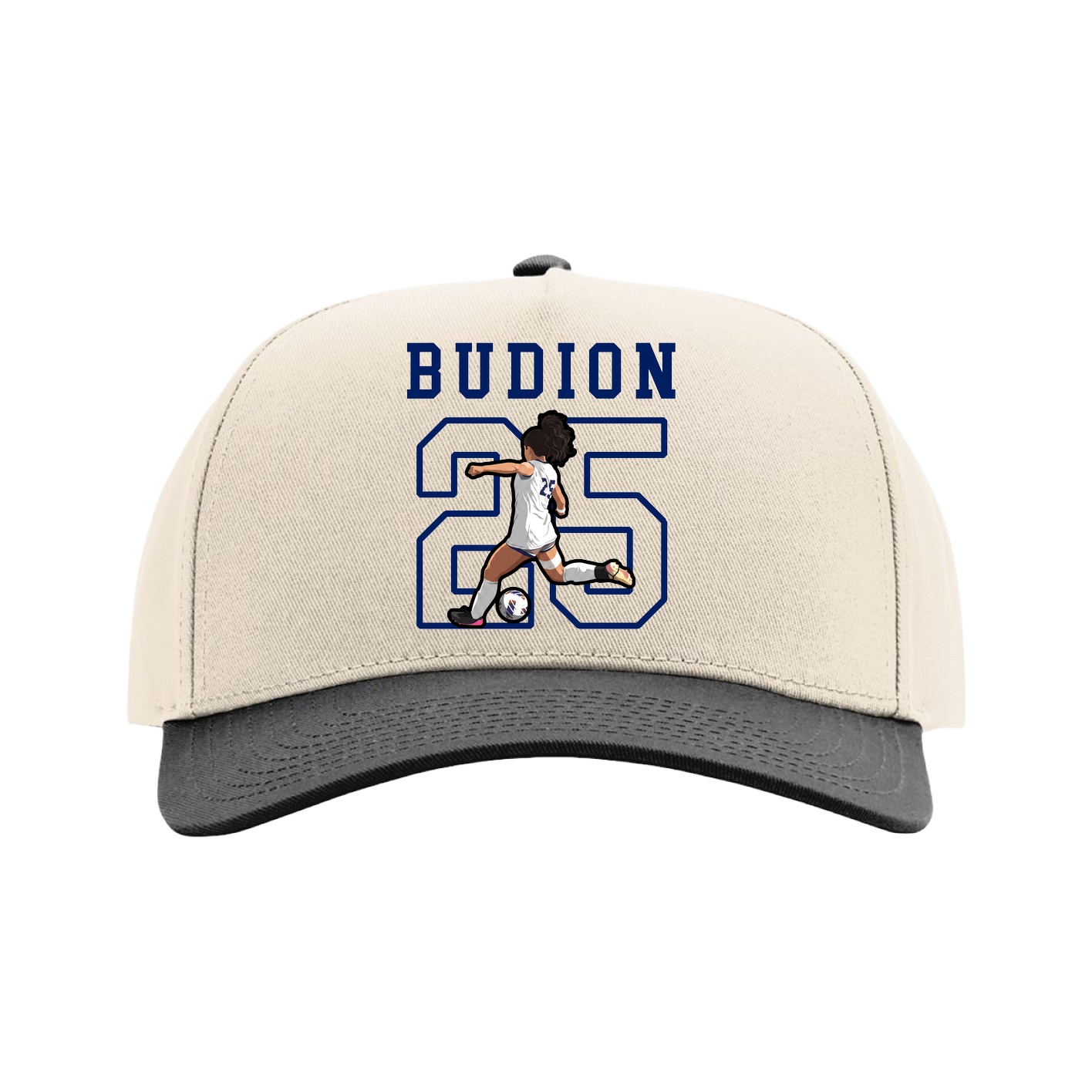 Full Fabric Five-Panel Champ Cap — Shirsey in Cream/Black