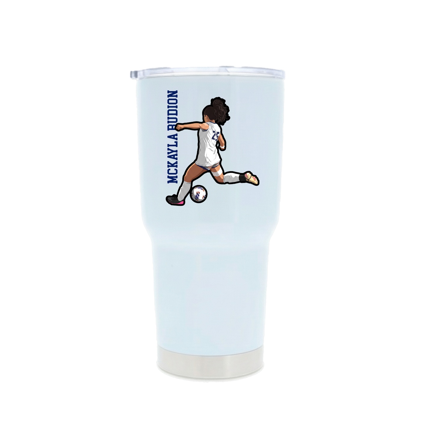 30oz Stainless Steel Tumbler — Name Vertical in White