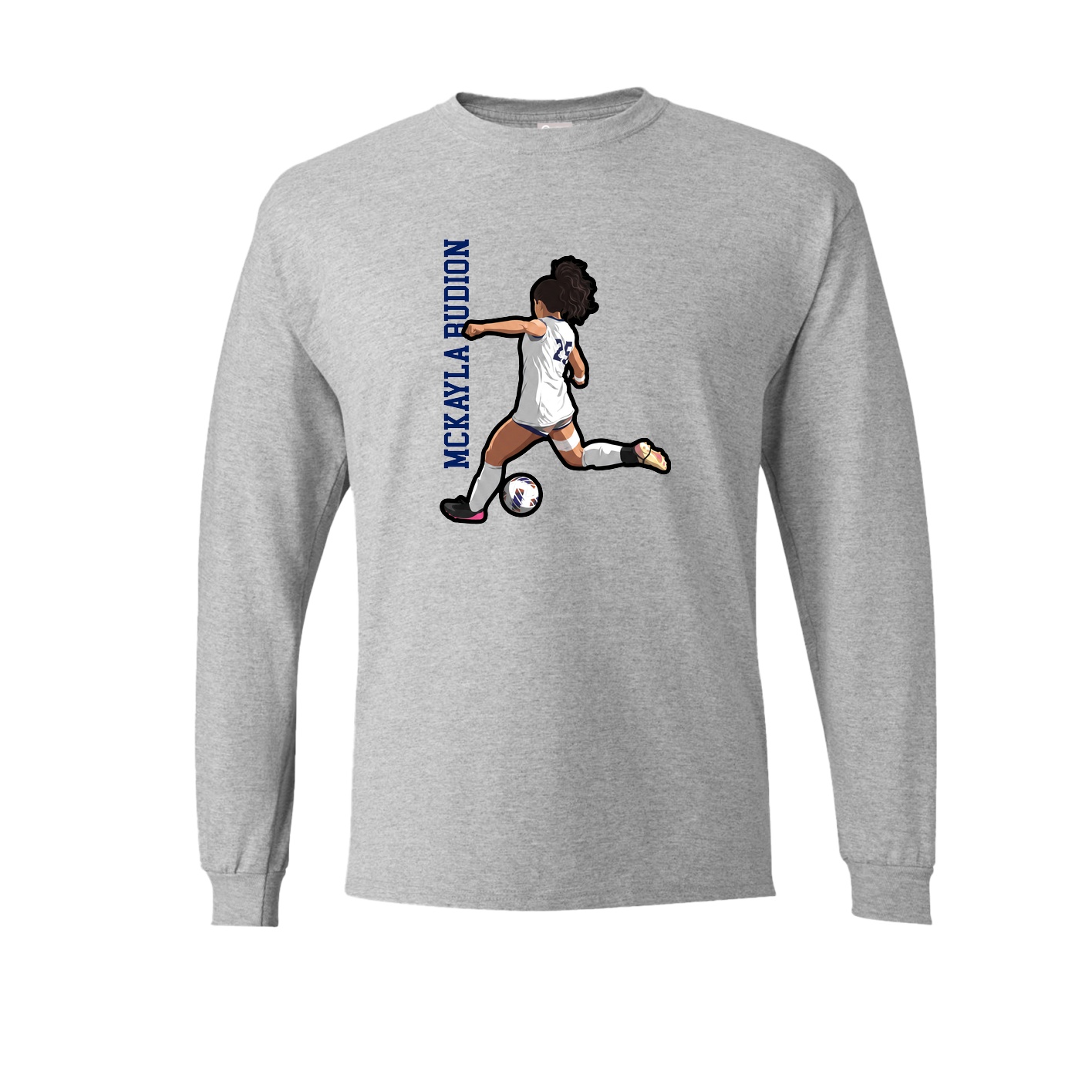 Long Sleeve Tee — Name Vertical in Grey