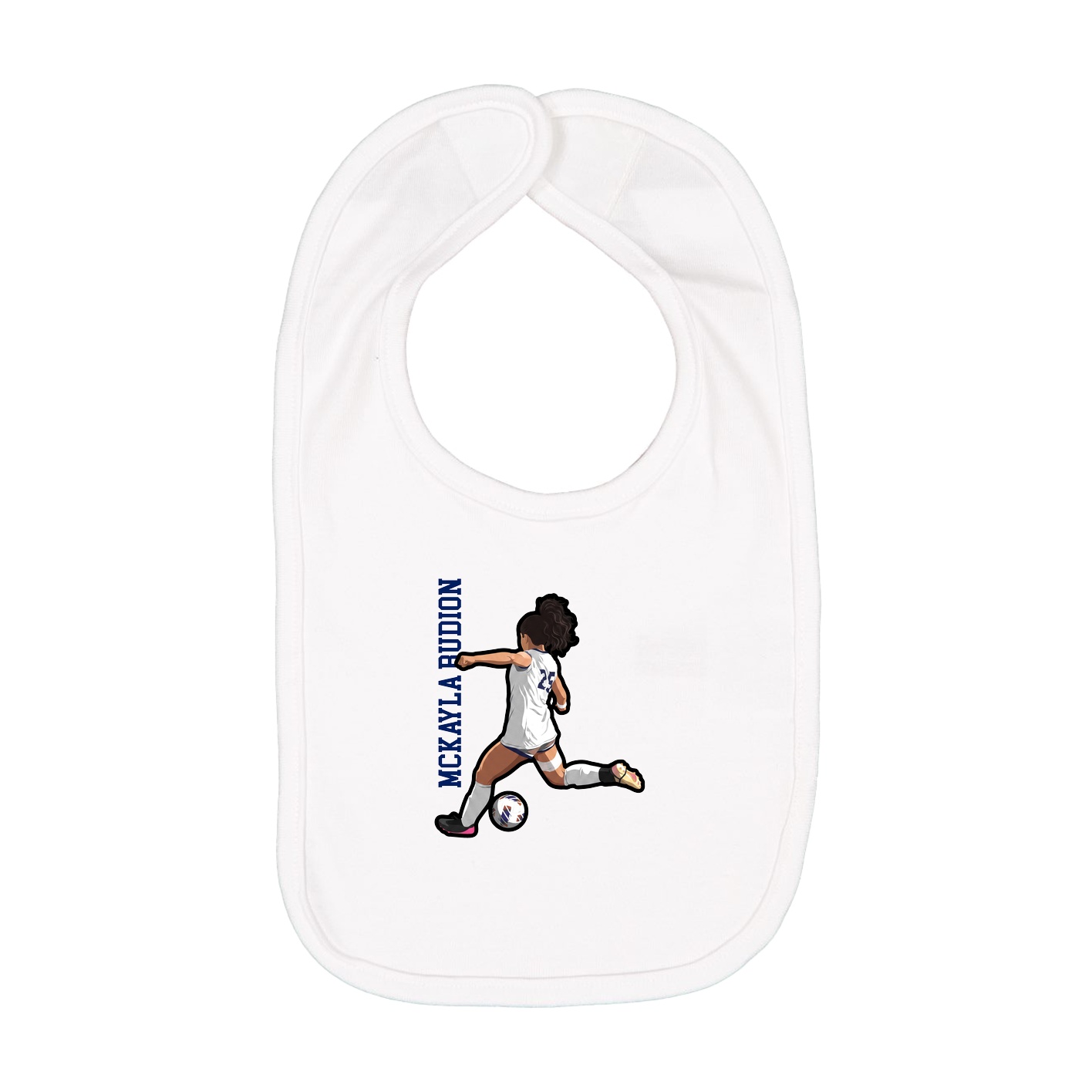Infant Bib — Name Vertical in White