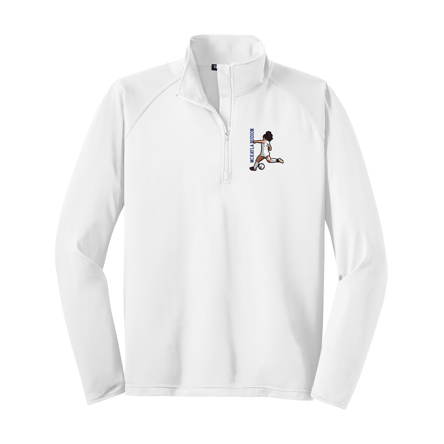 Q-Zip Pullover — Name Vertical in White