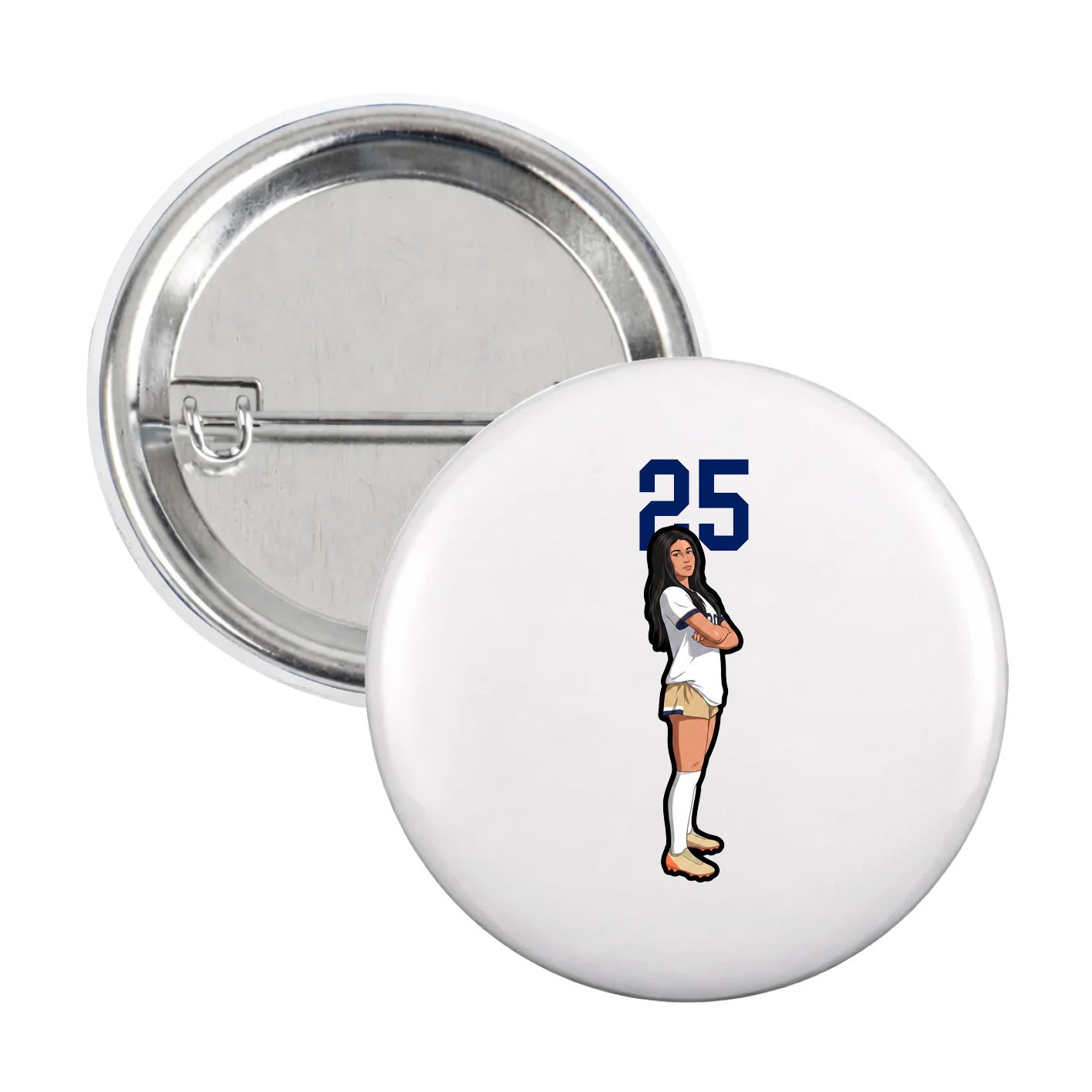 Game Day Button — Number Top in White